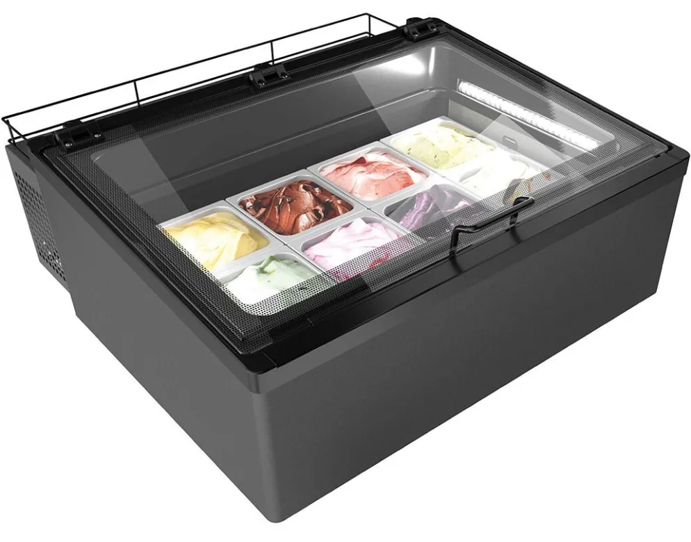NORDCAP Auftisch-Eisvitrine MINI CREAM 4V LED GRAU