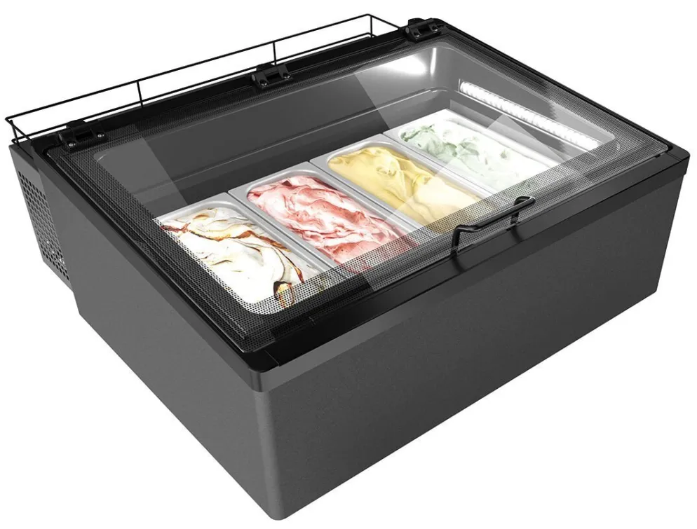 NORDCAP Auftisch-Eisvitrine MINI CREAM 4V LED GRAU
