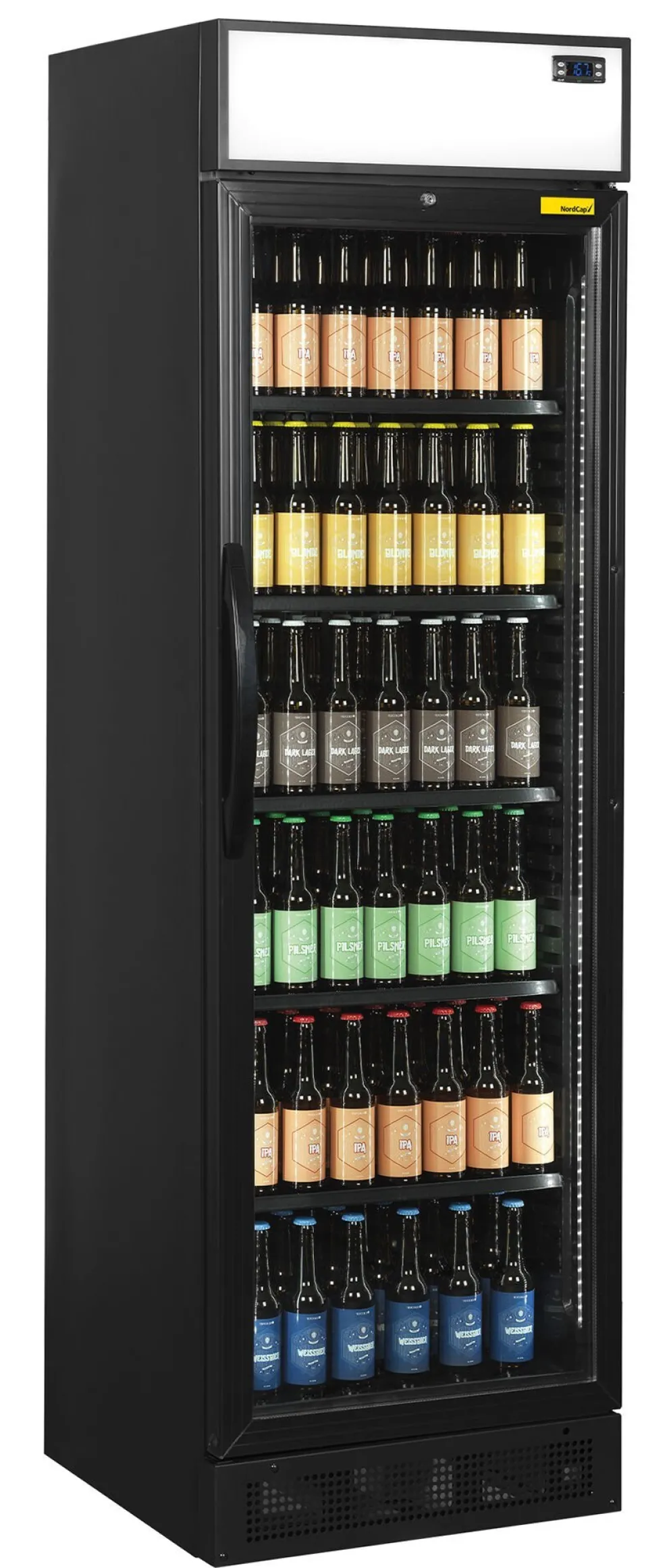 NORDCAP Glastürkühlschrank KU 385 G-CP Black, Breite 595mm