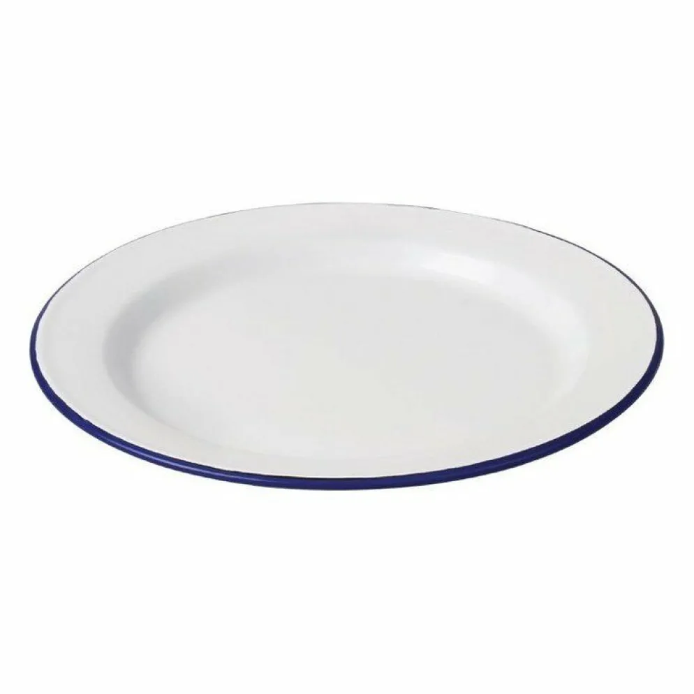 Olympia Emaille Essteller weiß-blau 30cm (6 Stück)