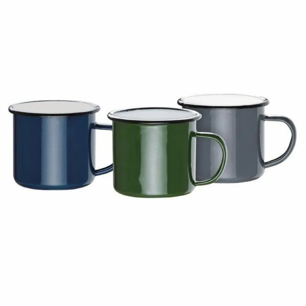 Olympia Emaille Tasse blau-schwarz 35cl (6 Stück)