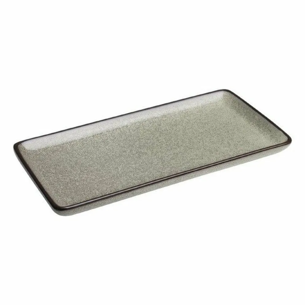 Olympia Mineral rechteckige Teller 23 x 12cm, Porzellan (6 Stück)
