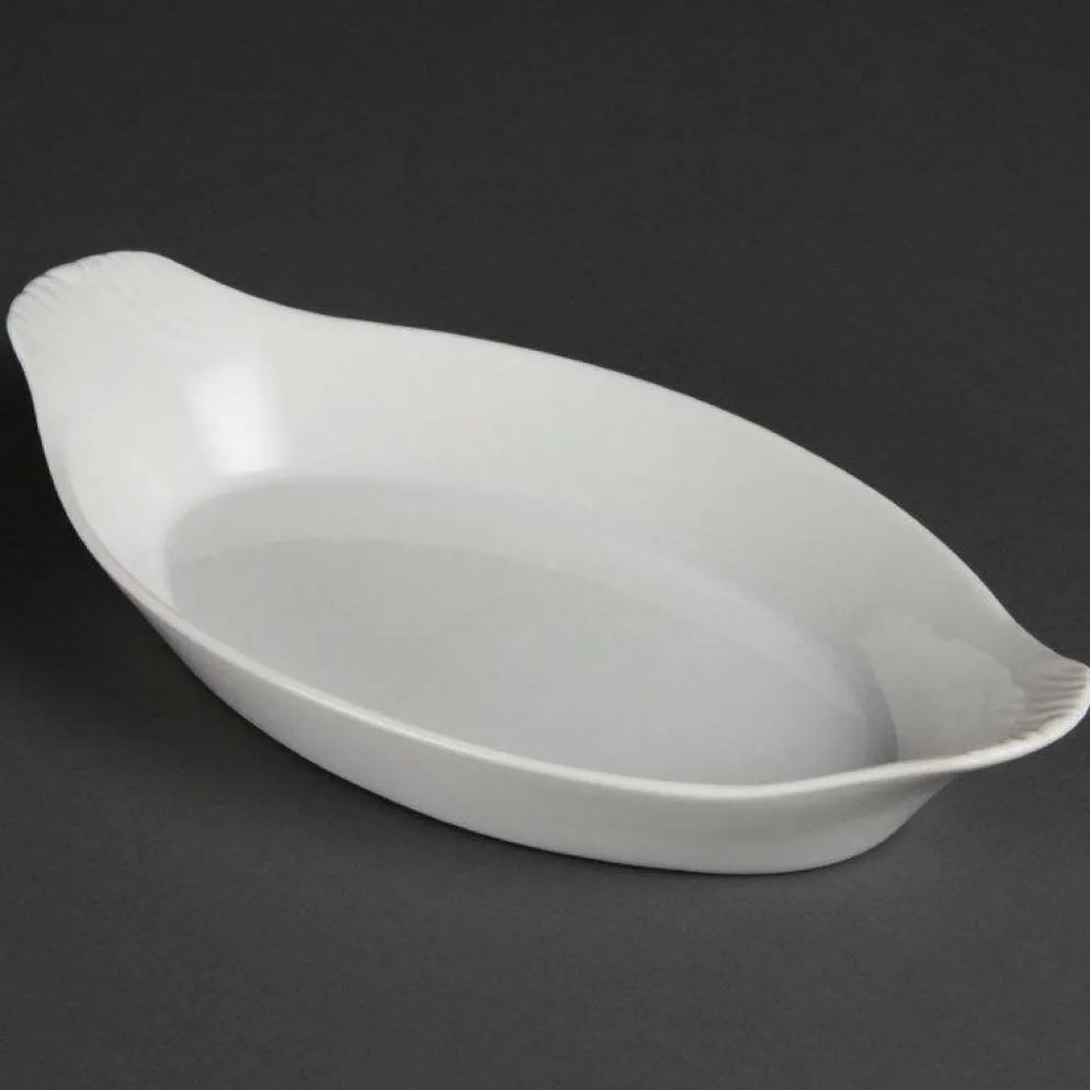 Olympia Whiteware ovale Schale mit Griffen 23cm (6 Stück)