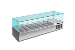 Pizzakühlaufsatz mit Glasaufsatz 7x 1/3 GN | 1600x335x460 mm