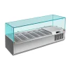 Pizzakühlaufsatz mit Glasaufsatz 6x 1/4 GN | 1400x335x460 mm