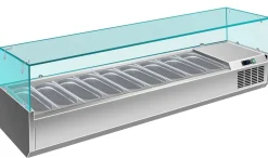 Pizzakühlaufsatz mit Glasaufsatz 9x 1/3 GN | 2000x335x460 mm