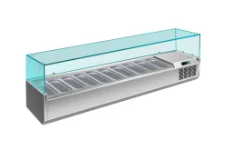 Pizzakühlaufsatz mit Glasaufsatz 8x 1/4 GN | 1800x335x460 mm