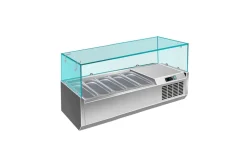Pizzakühlaufsatz mit Glasaufsatz 5x 1/4 GN | 1200x335x460 mm