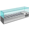 Pizzakühlaufsatz mit Glasaufsatz 6x 1/4 GN | 1500x335x460 mm
