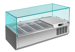Pizzakühlaufsatz mit Glasaufsatz 4x 1/3 GN | 1200x335x460 mm