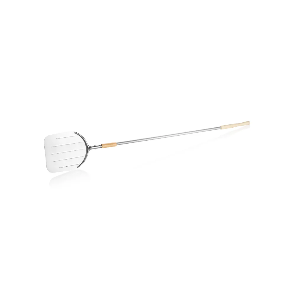 Pizzaschaufel, 200 cm, Schaufel 33 x 31,5 cm, beweglicher Holzgriff, Aluminium, Holz
