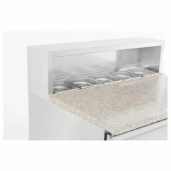 Pizzatisch mit GN-Aufsatz – 2 Türen, Granit-Arbeitsplatte, Breite 903mm