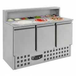 Pizzatisch mit GN-Aufsatz – 3 Türen, Granit-Arbeitsplatte, Breite 1368mm