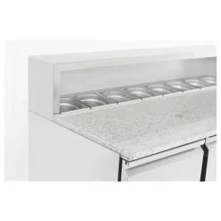 Pizzatisch mit GN-Aufsatz – 3 Türen, Granit-Arbeitsplatte, Breite 1368mm