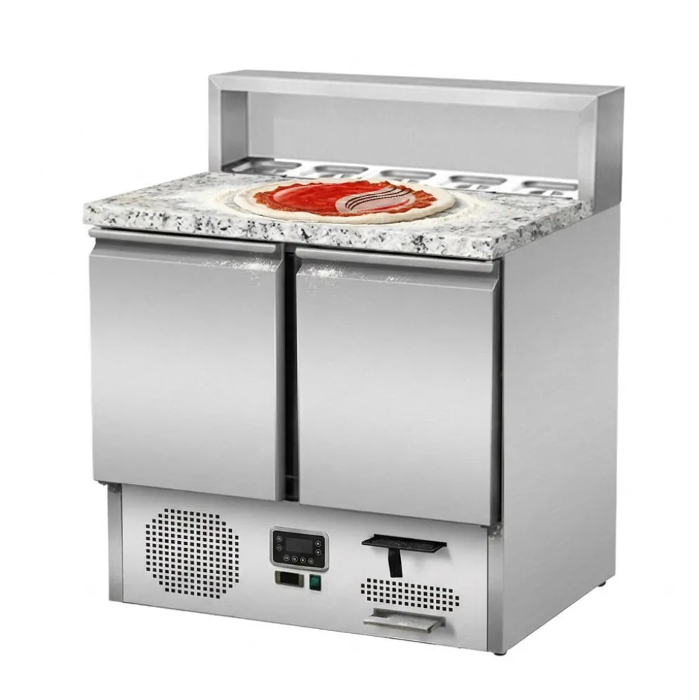 Pizzatisch Pizzasaladette 2-türig, Granitarbeitsfläche, 5x GN1/6, Breite 900 mm