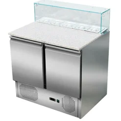 Pizzatisch Pizzasaladette 2-türig, Granitarbeitsfläche, 5x GN1/6, 900mm Breite