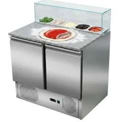 Pizzatisch Pizzasaladette 2-türig, Granitarbeitsfläche, 5x GN1/6, 900mm Breite