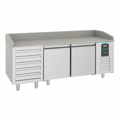 Pizzatisch Pro Line – 2 Türen, 5 Schubladen, 615 Liter, Breite 2100mm