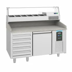 Pizzatisch Pro Line – 1 Tür, 5 Schubladen, 380 Liter, Breite 1550mm