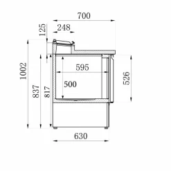 Pizzatisch Saladette mit Deckel, 2 Türen, 5x 1/6GN, Breite 903mm