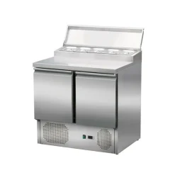 Pizzatisch Zubereitungstisch 2 Türen, Unterbaukühlung, Breite 90 Tiefe 70 cm