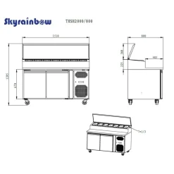 Pizzatisch Zubereitungstisch 2-türig, 7x GN1/3, Breite 1510 mm