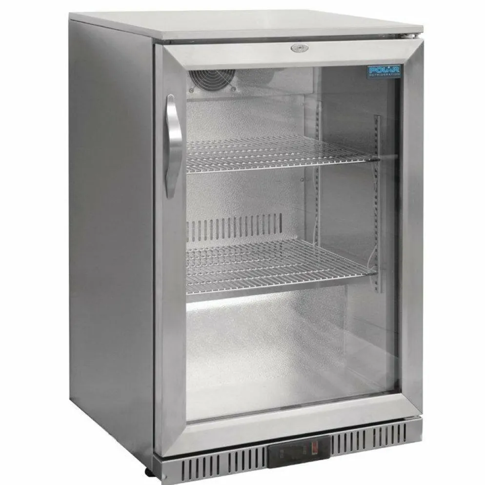POLAR Edelstahl Barkühlschrank mit Klapptür 138L