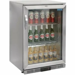 POLAR Edelstahl Barkühlschrank mit Klapptür 138L