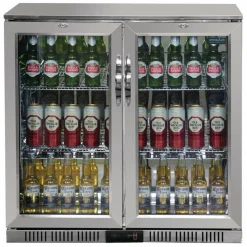 POLAR Edelstahl Barkühlschrank mit 2 Klapptüren 208L
