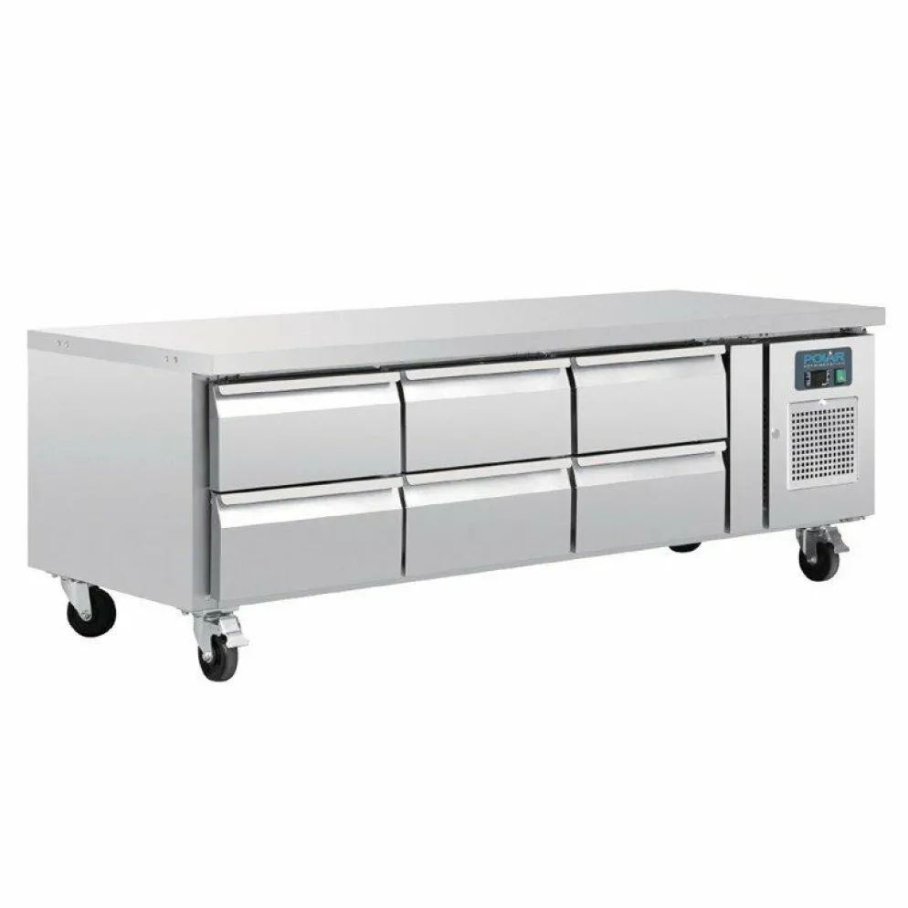 POLAR GN-Kühltisch mit 6 Schubladen 317L, 1795x700x650 mm