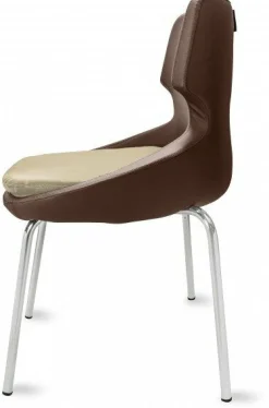 Polsterstuhl Donna braun/beige, Metallfüße