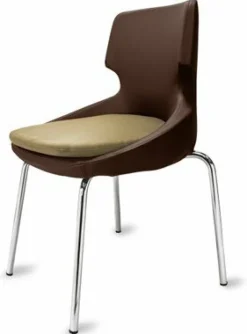 Polsterstuhl Donna braun/beige, Metallfüße