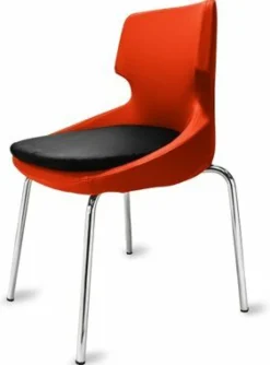Polsterstuhl Donna orange/schwarz, Metallfüße