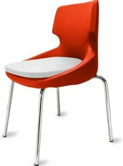 Polsterstuhl Donna orange/weiß, Metallfüße