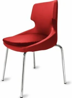 Polsterstuhl Donna rot, Metallfüße