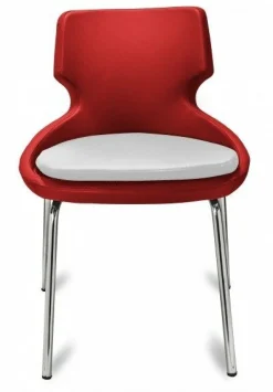 Polsterstuhl Donna rot/weiß, Metallfüße