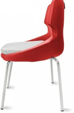 Polsterstuhl Donna rot/weiß, Metallfüße