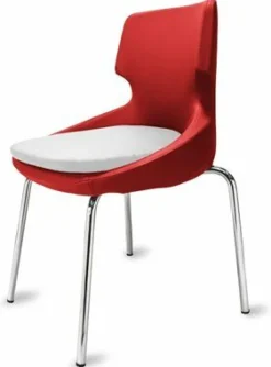 Polsterstuhl Donna rot/weiß, Metallfüße