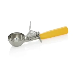 Portionierer, 21 cm,Ø 5,5 cm, gelber Griff, Chromnickelstahl 18/8, Polypropylen