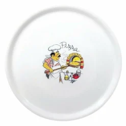 Porzellan Pizzateller mit "Koch" Motiv, 33cm, 6 Stück