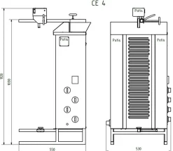 POTIS CE4 Ceran Elektro Gyrosgrill Dönergrill Kebabgrill 50 kg, Höhe 1120 mm