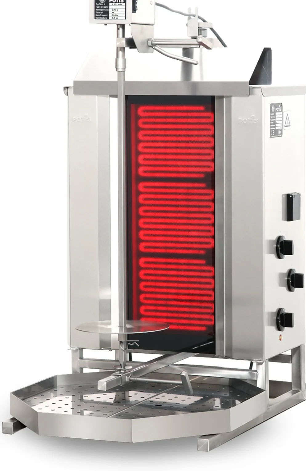 POTIS CE3 Ceran Elektro Gyrosgrill Dönergrill Kebabgrill 30 kg, Höhe 920 mm