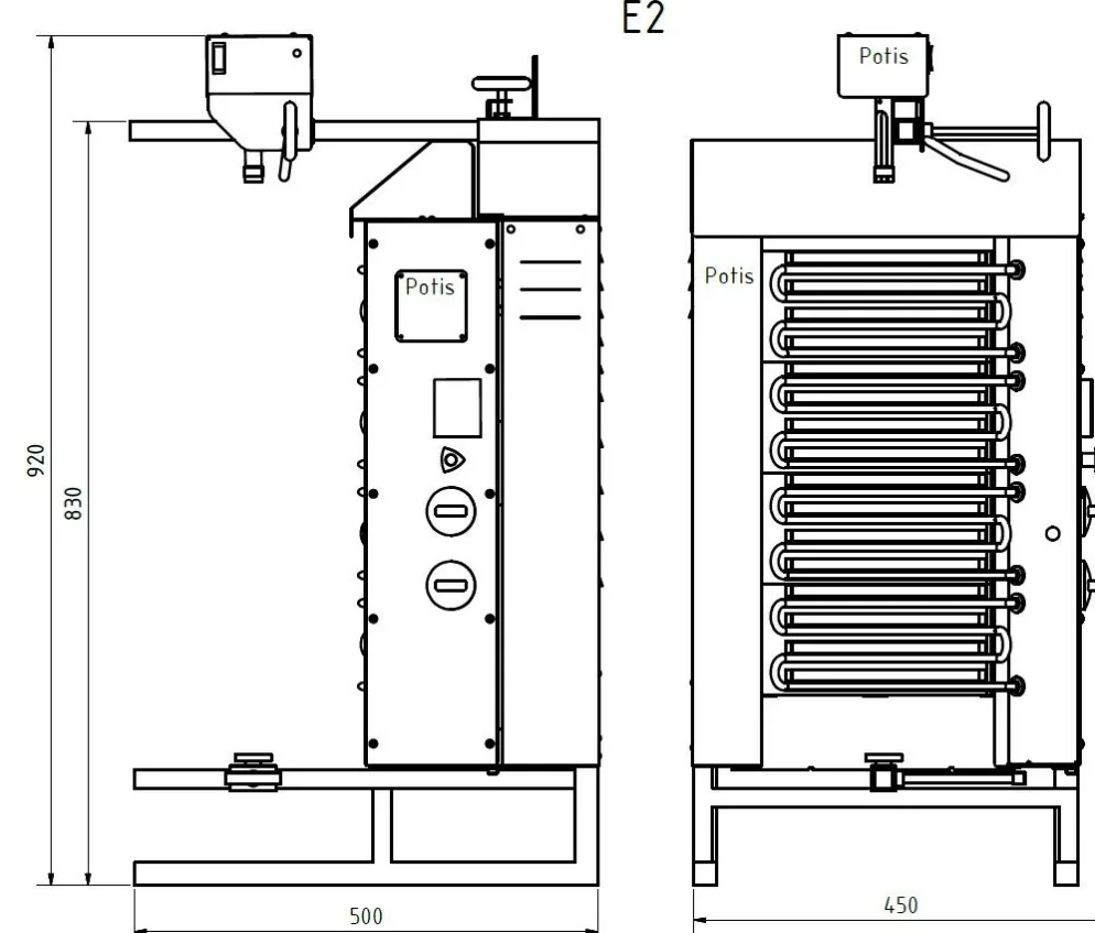 POTIS E2 Elektro Gyrosgrill Dönergrill Kebabgrill 30 kg