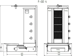 POTIS F GD4 Gyrosgrill Dönergrill Kebabgrill 70 kg, Motor unten, "PROPANGAS"