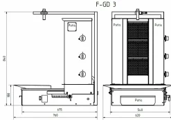 POTIS F GD3 Gyrosgrill Dönergrill Kebabgrill 40 kg, Motor unten, "PROPANGAS"