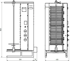 POTIS MU E3 Elektro Gyrosgrill Dönergrill Kebabgrill 50 kg, Motor hinten