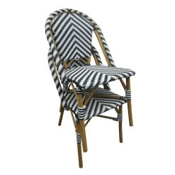 Rattan Terrassenstuhl Pariser Stil Schwarz/Weiss (2 Stück)
