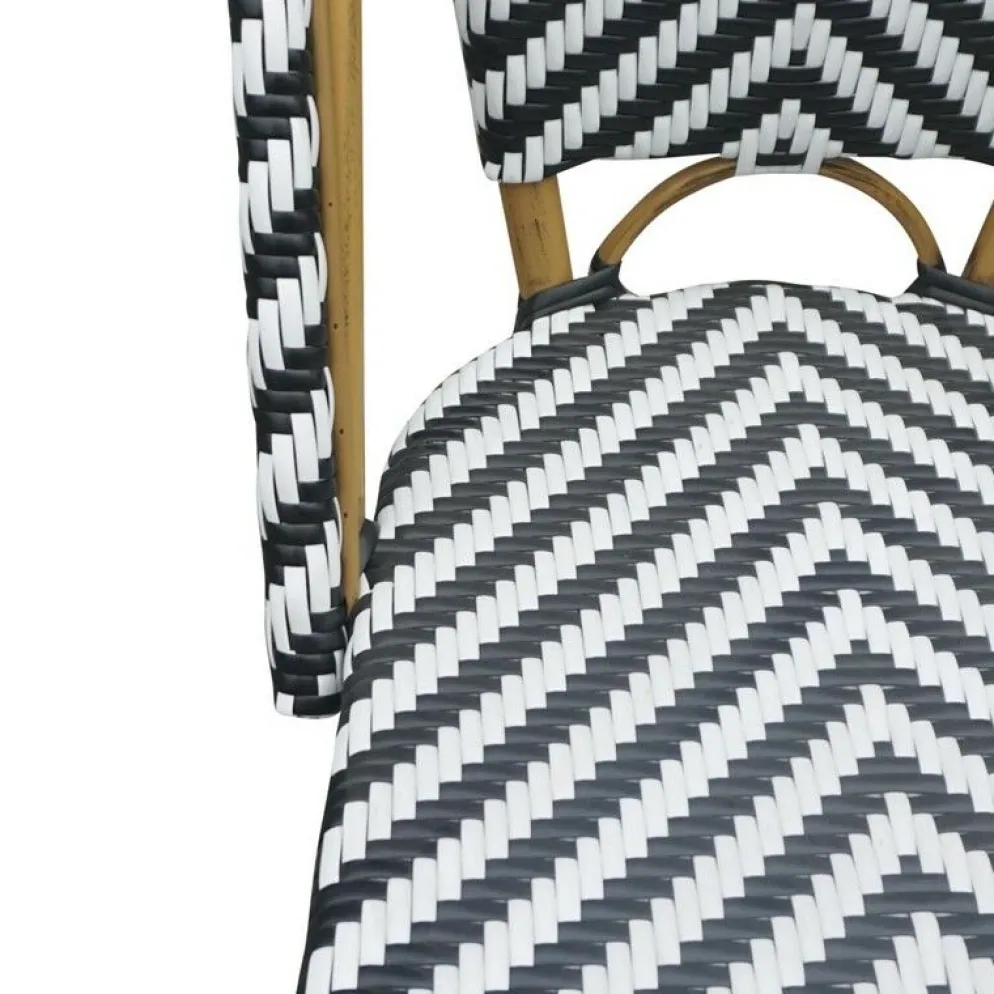 Rattan Terrassenstuhl Pariser Stil Schwarz/Weiss (2 Stück)