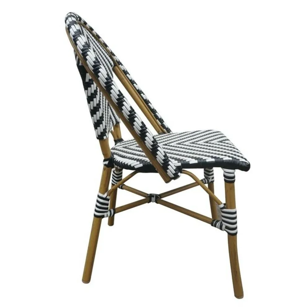 Rattan Terrassenstuhl Pariser Stil Schwarz/Weiss (2 Stück)
