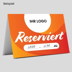 Reserviert-Tischschild Citrus mit Uhrzeit-Feld & Logo (250 Stk.)